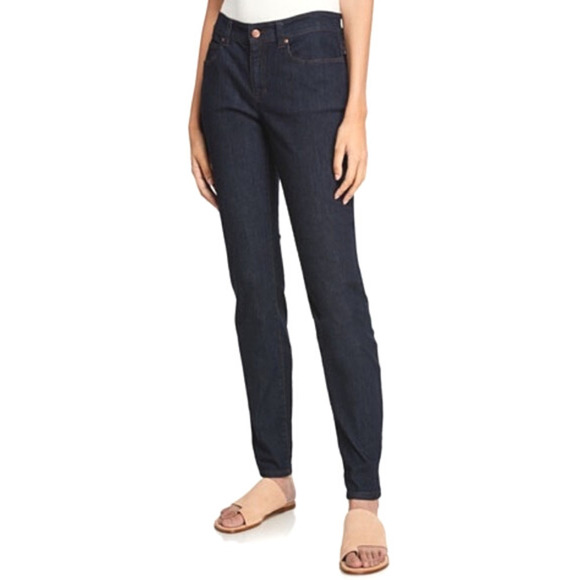 Eileen Fisher Women's Skinny Jeans - Dark Blue Mid-rise - Picture 3 of 11
